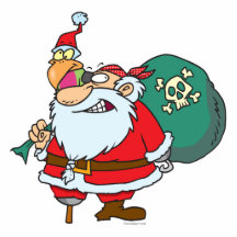 funny pirate santa and xmas parrot cartoon photo cut outs