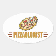 Funny Pizza Oval Stickers