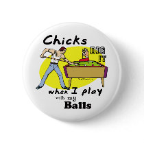 Funny Pool Billiards Pinback Button