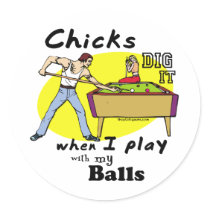 Funny Pool Billiards Round Stickers