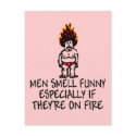 Funny postcards for women-men smell funny