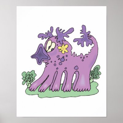 funny purple monster posters by doonidesigns