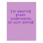 Funny Purple St. Patrick's Day t shirt Post Cards