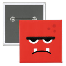Funny Red Monster Face Button