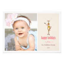 Funny Reindeer Holiday Photo Card. Custom Announcement
