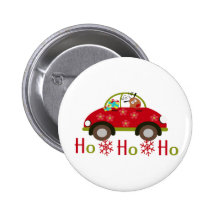 Funny Reindeer in car Christmas HO HO HO Buttons