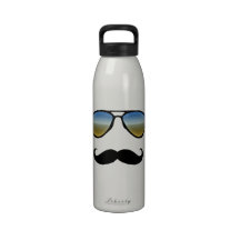 Funny Retro Sunglasses with Moustache Drinking Bottle