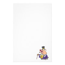 funny rich classy pig hog cartoon stationery design