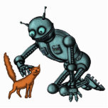 Funny robot and cat photo sculpture photo sculptures