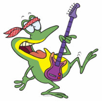 funny rock and roll bass guitar froggy frog cut out