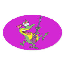 funny rock and roll bass guitar froggy frog sticker