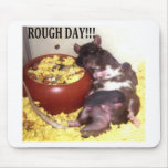 FUNNY "ROUGH DAY" SACKED OUT RAT mousepads