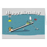 funny rowing card Birthday, fat cat and duncan