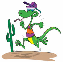 funny running in the desert lizard cartoon photo cut out