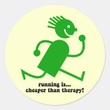 Funny running round sticker