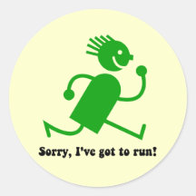 Funny running round sticker