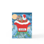 Funny Santa Claus Christmas Humour How's My Flying Greeting Cards