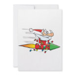 funny santa claus on a rocket cartoon invitations