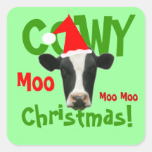 Funny Santa Cow Cowy Christmas Stickers