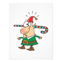 funny santa elf with candy cane thru ears custom invitations