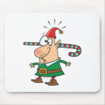 funny santa elf with candy cane thru ears mousepad