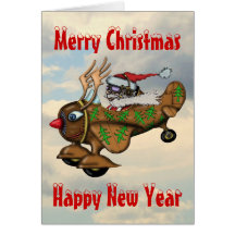 Funny Santa pilot Christmas and New Year card