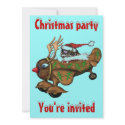 Funny Santa pilot Christmas party invitation card