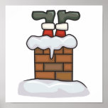funny santa stuck in chimney posters