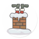 funny santa stuck in chimney stickers