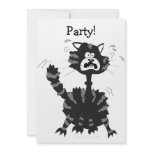 Funny Scared Black Cat Cartoon Halloween invitations