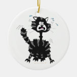 Funny Scared Black Cat Cartoon Halloween Ornament