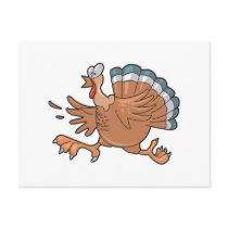 funny scared turkey post card