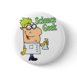 funny science geek cartoon character buttons