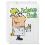 funny science geek cartoon character invitations