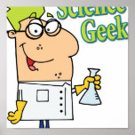funny science geek cartoon character posters