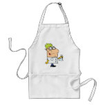 funny science nerd cartoon character aprons