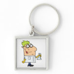 funny science nerd cartoon character keychains