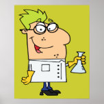 funny science nerd cartoon character posters