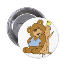 Funny Scratching Back Bear and Bird Buttons