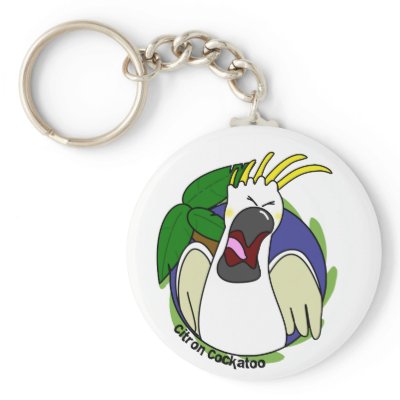 Funny Screaming Citron Cockatoo Keychain by MenagerieMayhem