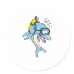 funny scuba diving dolphin stickers