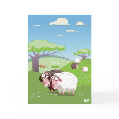 Funny Sheep Cards by LoonyBoutique