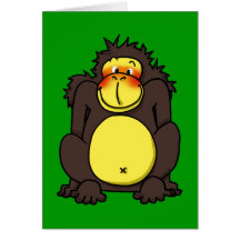 Funny shy gorilla greeting cards