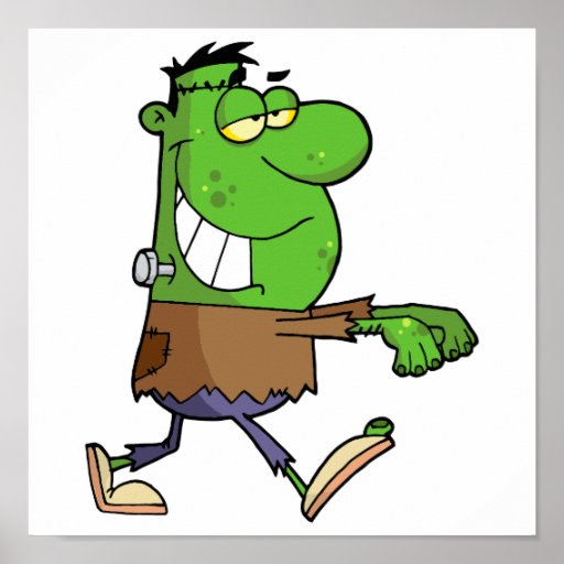 funny silly cartoon frankenstein for halloween posters