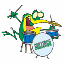 funny silly cartoon frog drummer cartoon photo sculptures