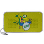 funny silly cartoon frog drummer cartoon mp3 speaker