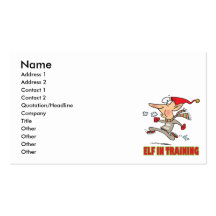 funny silly santa elf in training jogging cartoon business card templates
