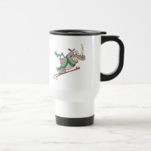 funny silly ski jump rhino cartoon coffee mugs