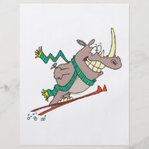 funny silly ski jump rhino cartoon personalized flyer
