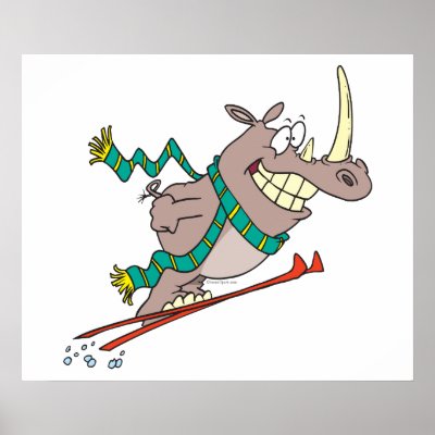 Cartoon Animals Skiing